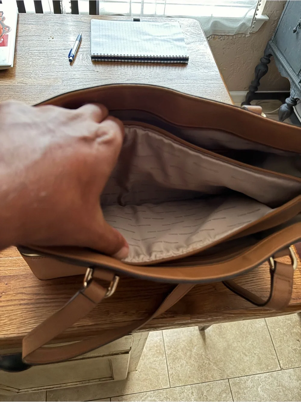 Michael Kors Two-Tone Brown & Tan Tote with Front Zip Pocket